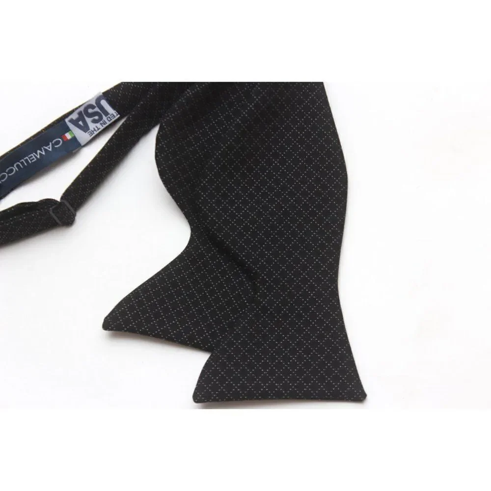 Men's Self tied Bow Tie Silk Bowtie Big Butterfly Bow tie‎ S619 Black Plaid